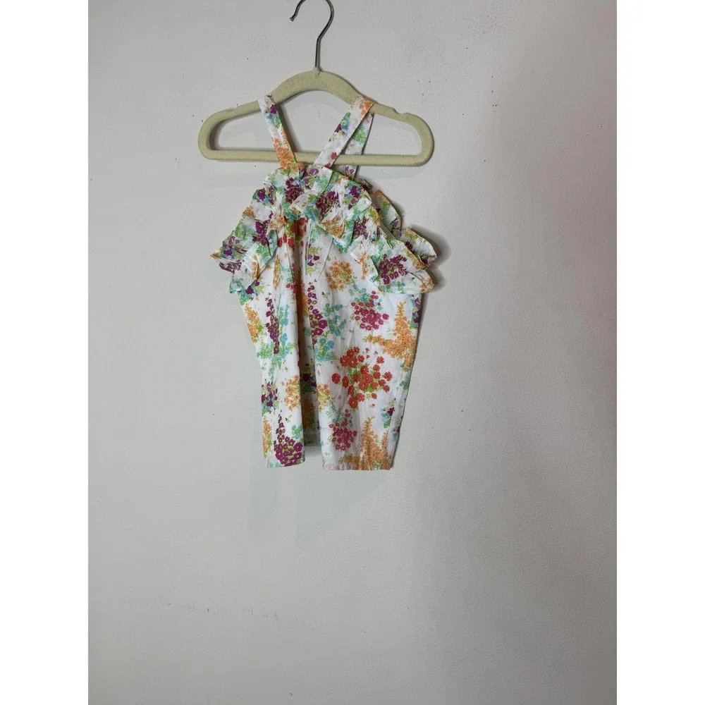 Janie And Jack Tank Top Girls 6 Multicolor Floral Ruffle Strap Camisole‎ Summer